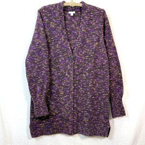 J. Jill Cardigan Sz S Petite Spiced Wine Multi Slud-Textured Space Dyed Sweater